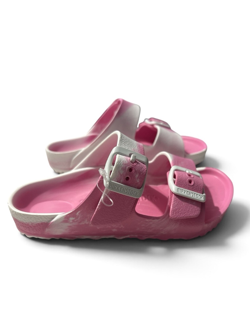 Birkenstock Kids Pink and White Two-Tone Slide Sandals